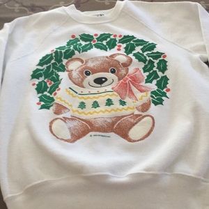Vintage Holiday little girls sweatshirt in white